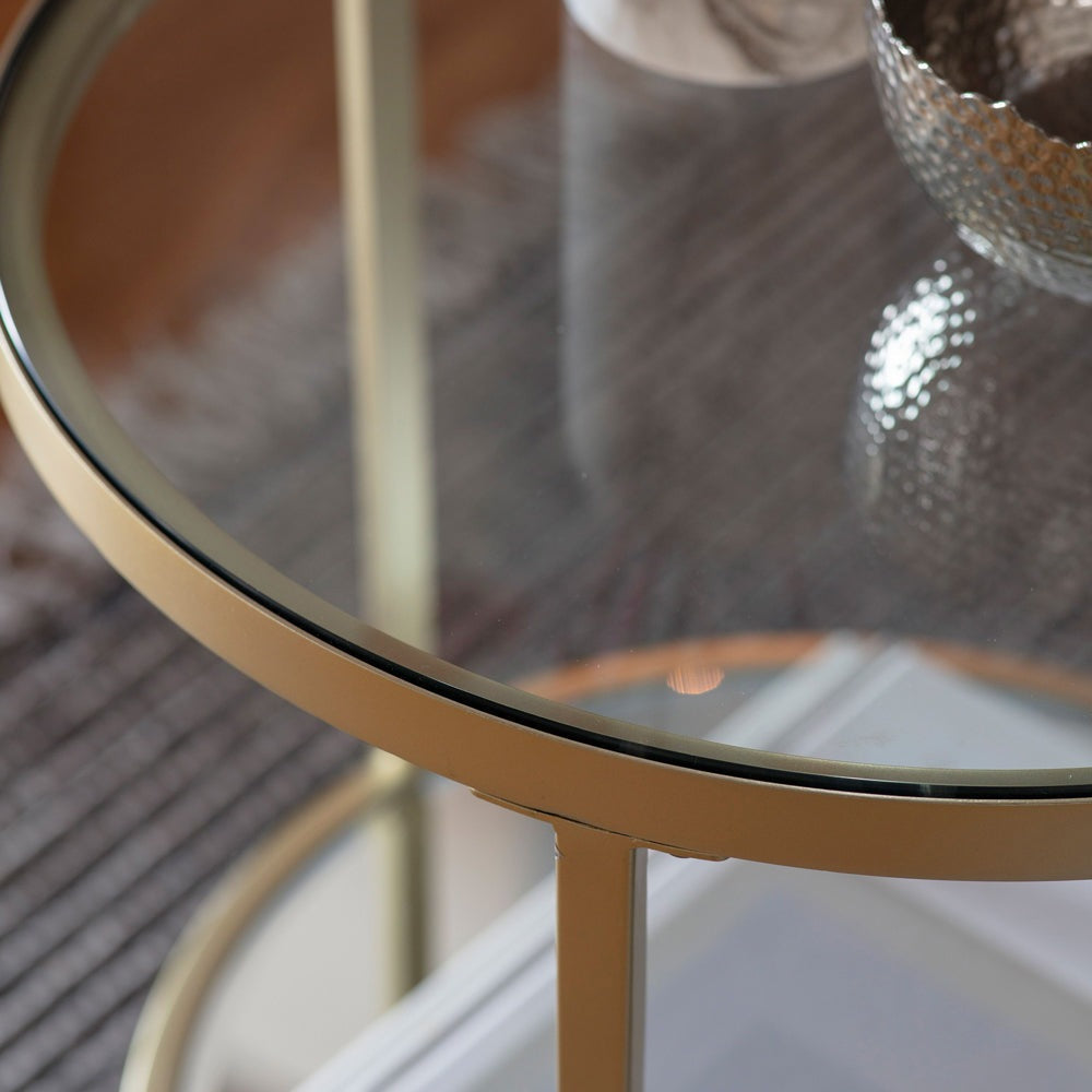 Product photograph of Gallery Interiors Hudson Side Table In Champagne from Olivia's.