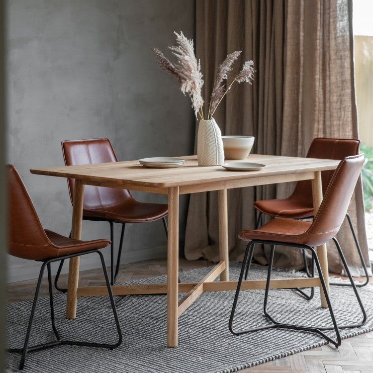 Gallery Direct Kingham Brown Round 4 Seater Dining Table Brown Rectangle