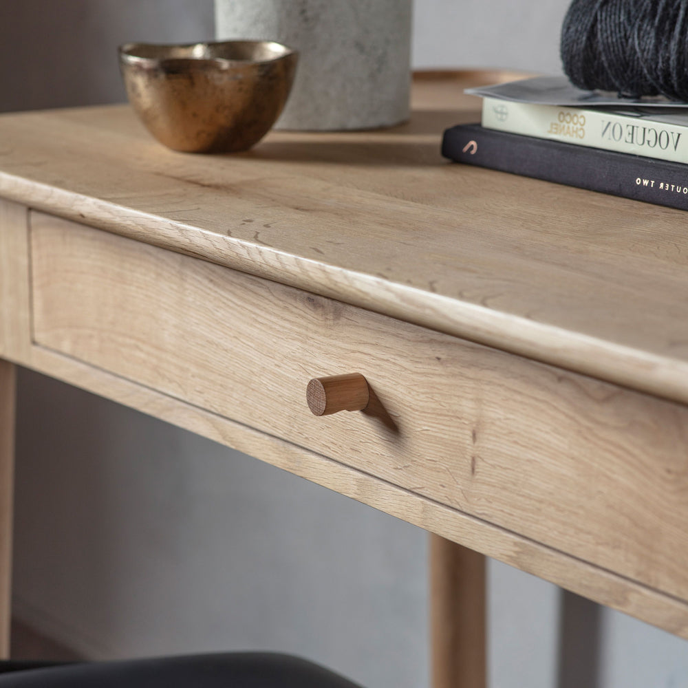 Product photograph of Gallery Interiors Kingham 1 Drawer Dressing Table Desk In Brown from Olivia's.