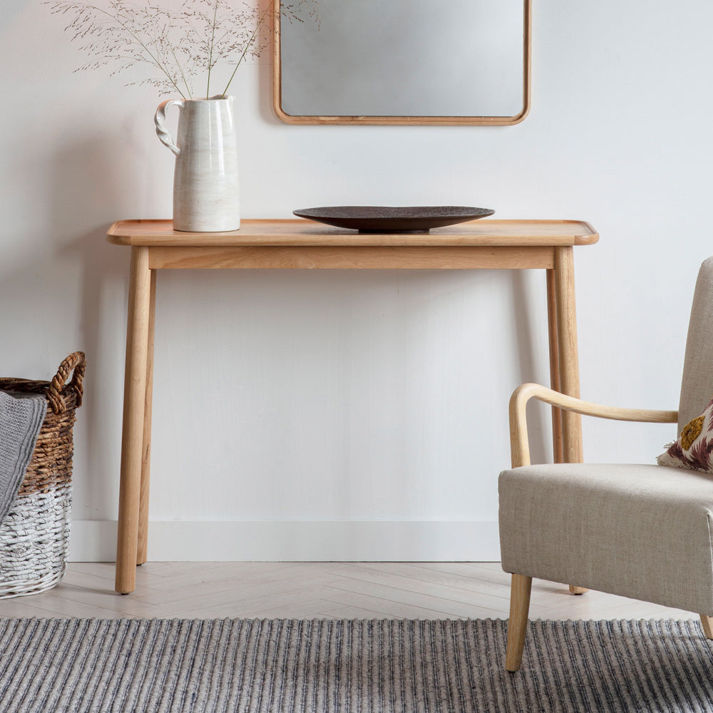 Product photograph of Gallery Interiors Kingham Solid Oak Console Table Grey from Olivia's.