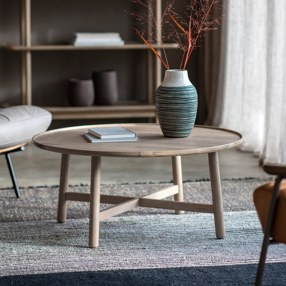 Product photograph of Gallery Interiors Kingham Round Coffee Table In Grey from Olivia's.