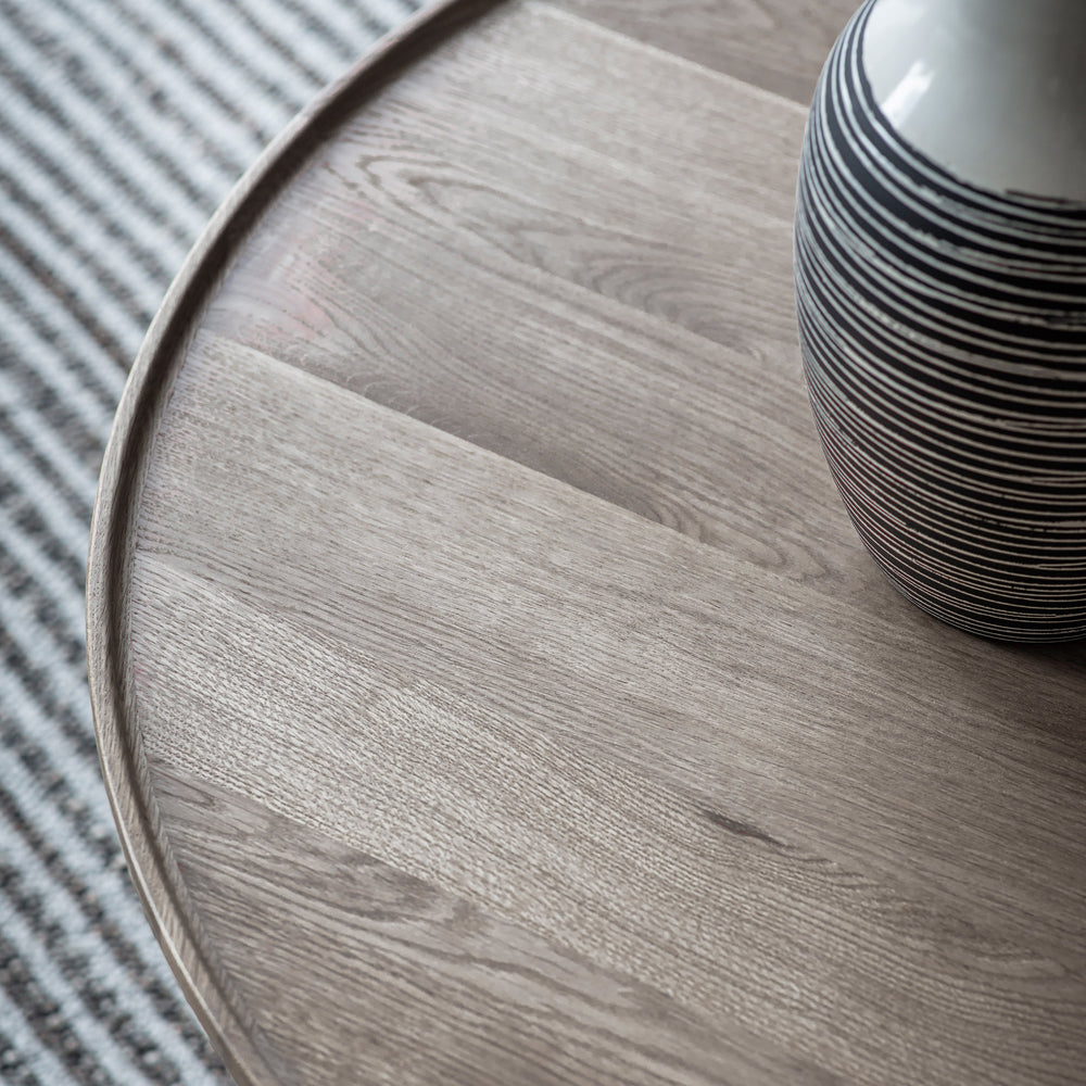 Product photograph of Gallery Interiors Kingham Round Coffee Table In Grey from Olivia's.