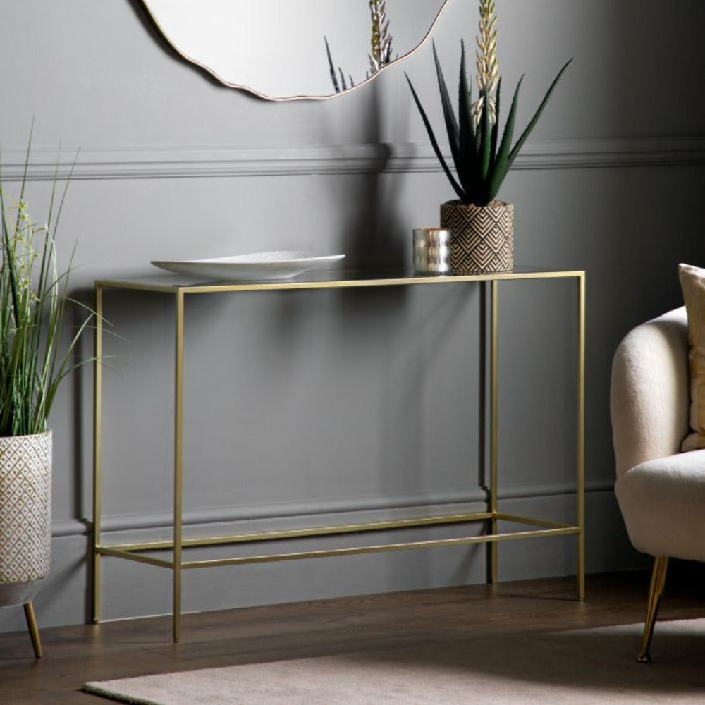Product photograph of Gallery Interiors Rothbury Console Table Champagne from Olivia's
