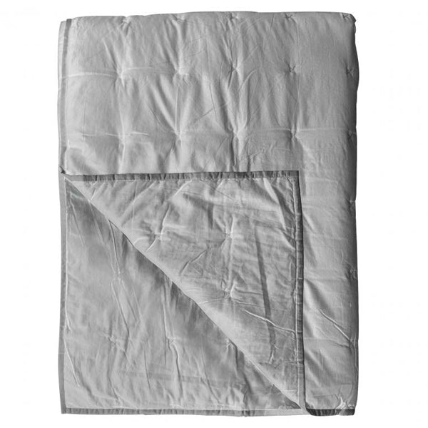 Gallery Interiors Cotton Stitch Blanket Bedspread White Silver