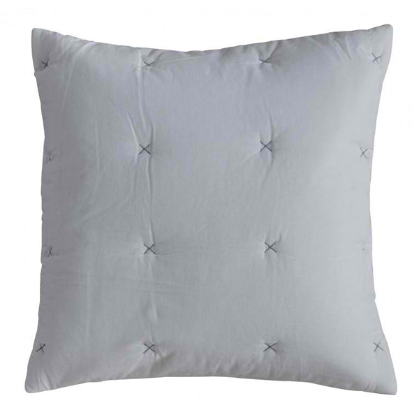 Gallery Interiors Cotton Stitch Cushion In Silver White