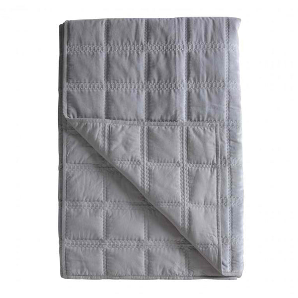 Gallery Interiors Cotton Quilted Blanket Bedspread In Grey