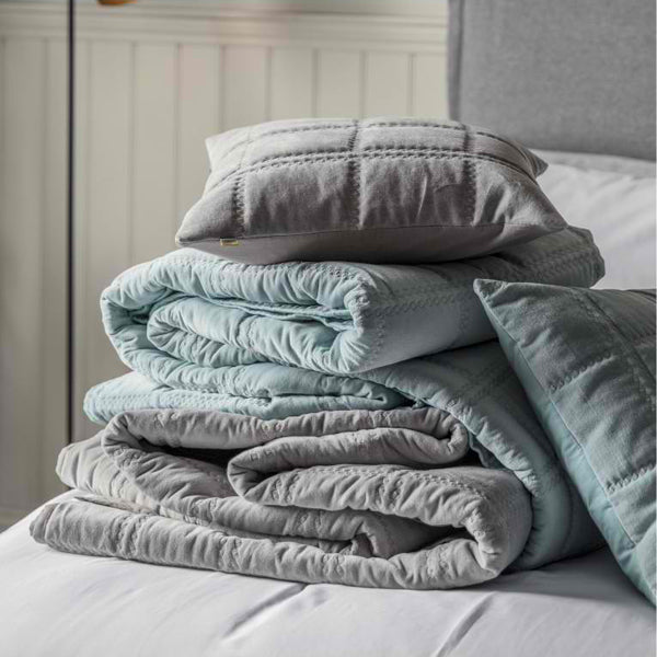 Product photograph of Gallery Interiors Cotton Quilted Blanket Bedspread In Grey from Olivia's.