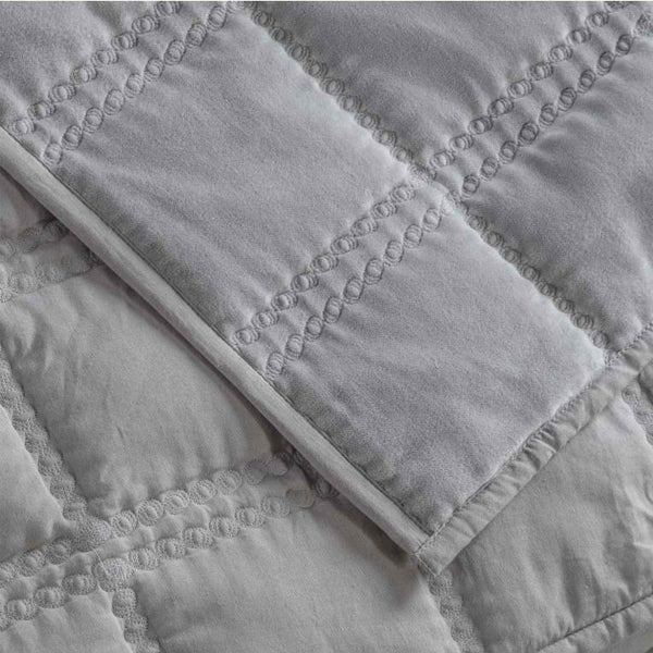 Product photograph of Gallery Interiors Cotton Quilted Blanket Bedspread In Grey from Olivia's.
