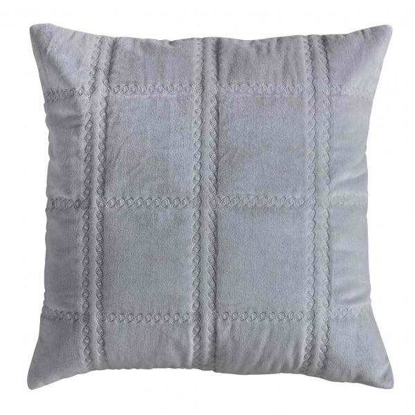 Gallery Interiors Quilted Cotton Velvet Cushion In Grey