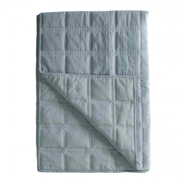 Product photograph of Gallery Interiors Cotton Quilted Blanket Bedspread In Duck Egg from Olivia's