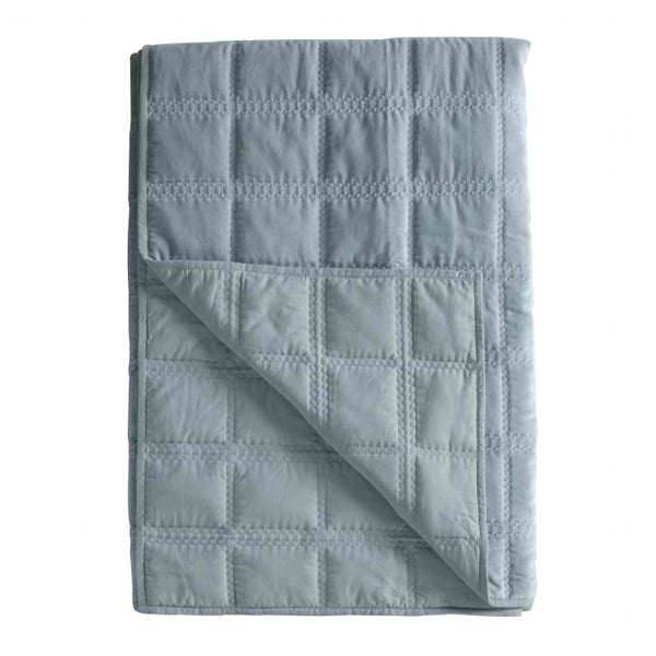 Gallery Interiors Cotton Quilted Blanket Bedspread In Duck Egg Outlet