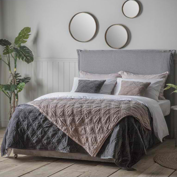 Product photograph of Gallery Interiors Quilted Diamond Blanket Bedspread In Blush from Olivia's.