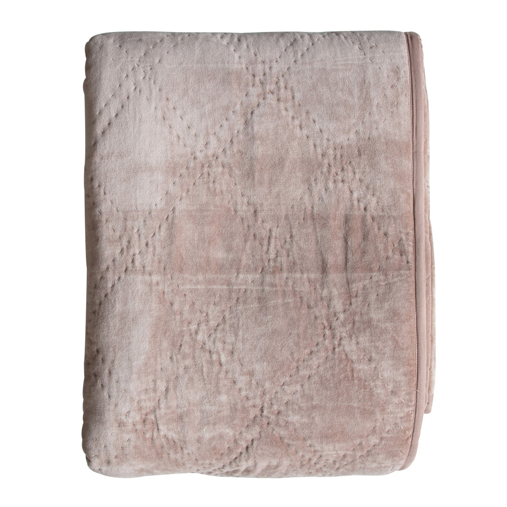 Product photograph of Gallery Interiors Quilted Diamond Blanket Bedspread In Blush from Olivia's.