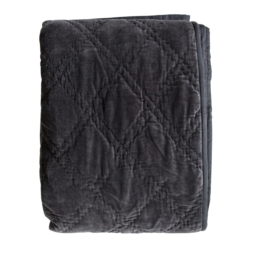 Product photograph of Gallery Interiors Quilted Diamond Blanket Bedspread In Charcoal from Olivia's