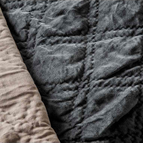 Product photograph of Gallery Interiors Quilted Diamond Blanket Bedspread In Charcoal from Olivia's
