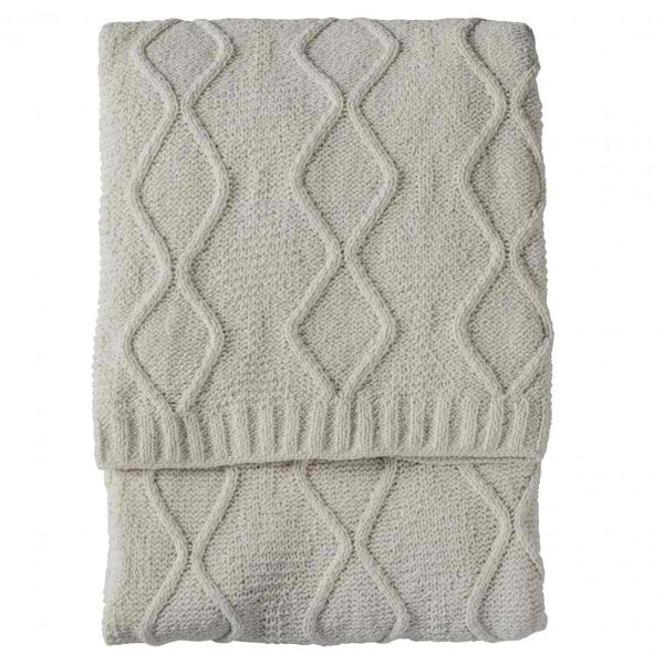 Gallery Direct Chenille Cable Knit Throw In Cream