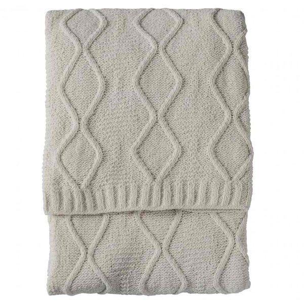 Product photograph of Gallery Interiors Chenille Cable Knit Throw In Cream from Olivia's