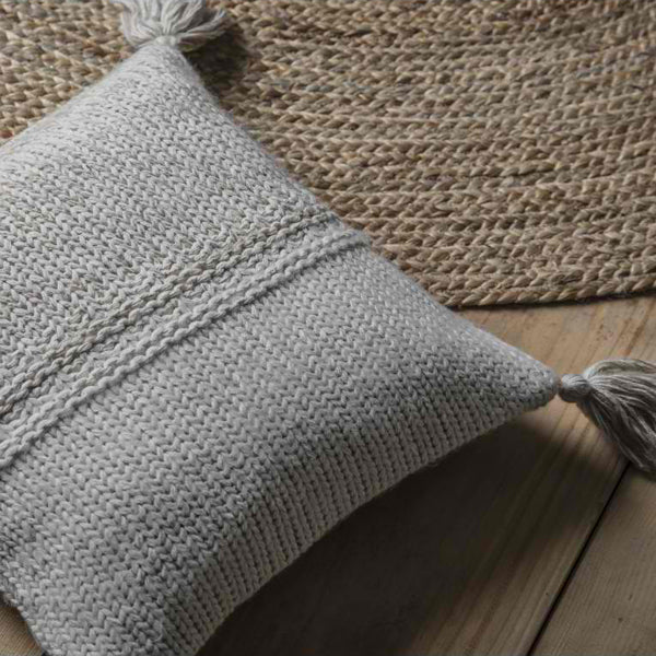 Product photograph of Gallery Interiors 2 Tone Knitted Cushion Outlet from Olivia's.