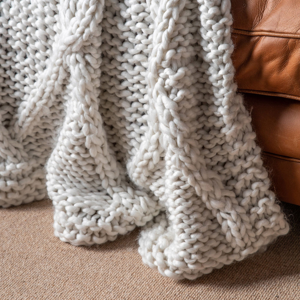 Product photograph of Gallery Interiors Diamond Cable Knit Throw from Olivia's.