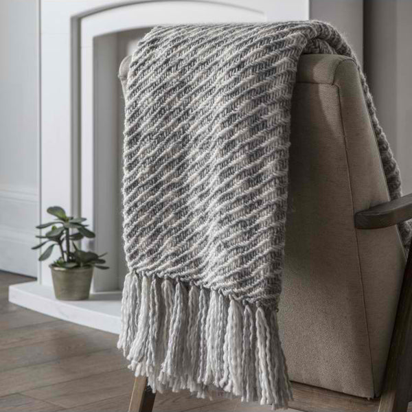 Product photograph of Gallery Interiors Houndstooth Woven Throw In Grey Cream from Olivia's.