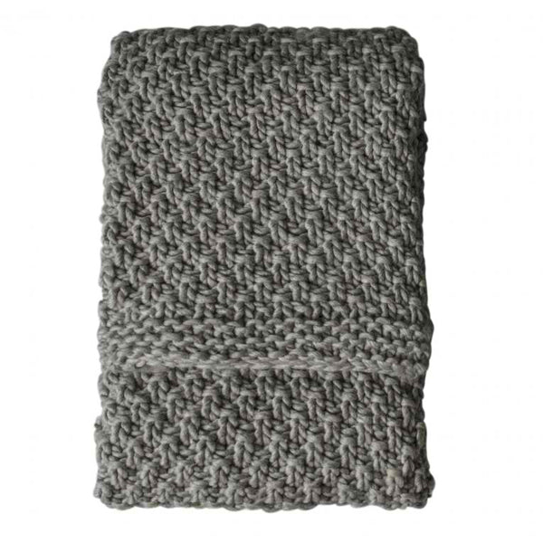 Gallery Interiors Moss Chunky Knitted Throw In Grey