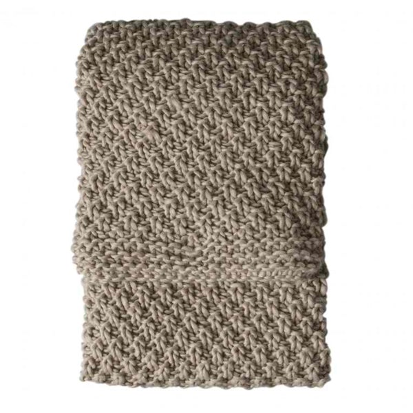 Gallery Interiors Moss Chunky Knitted Throw In Natural Outlet