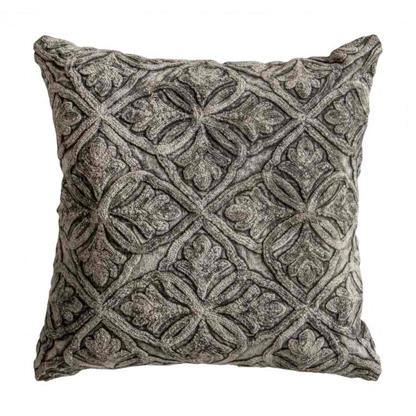 Gallery Interiors Velvet Washed Cushion In Grey