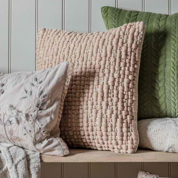 Product photograph of Gallery Interiors Textured Bobble Cushion from Olivia's.