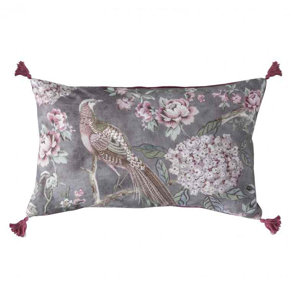 Product photograph of Gallery Interiors Floral Partridge Tassel Cushion from Olivia's