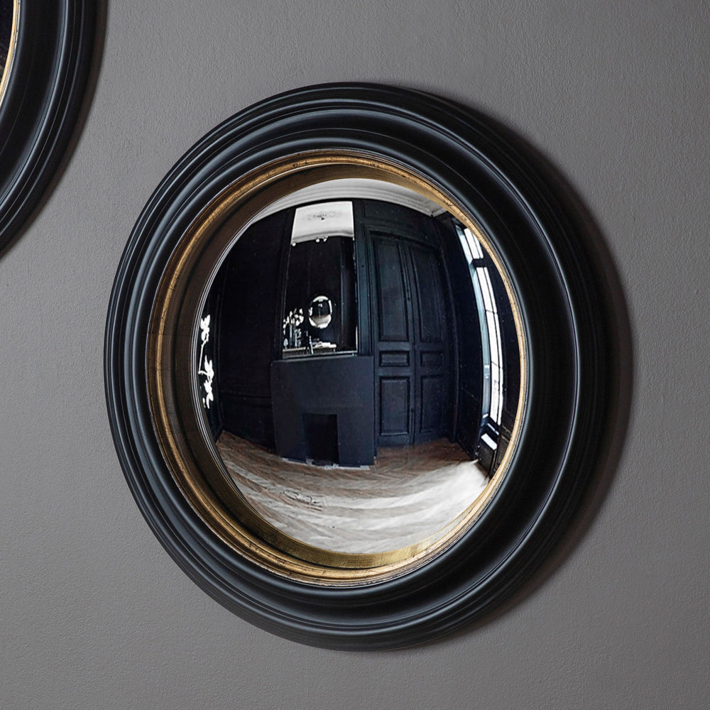 Product photograph of Gallery Interiors Rockbourne Convex Mirror Black Gold Small from Olivia's.