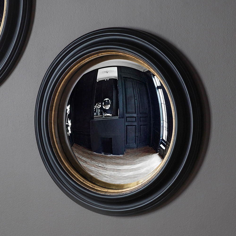 Product photograph of Gallery Interiors Rockbourne Convex Mirror Black Gold Large from Olivia's.
