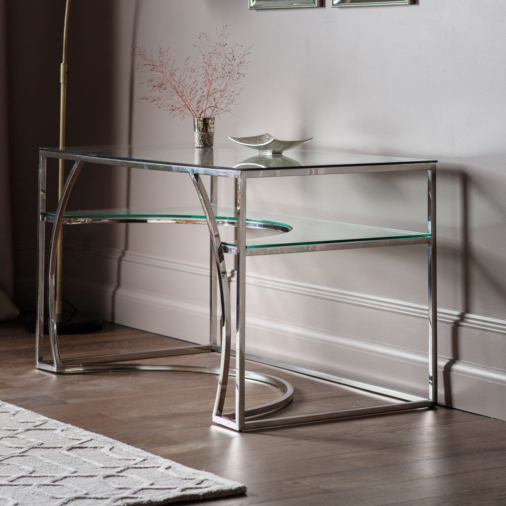 Product photograph of Gallery Interiors Parton Desk In Chrome from Olivia's