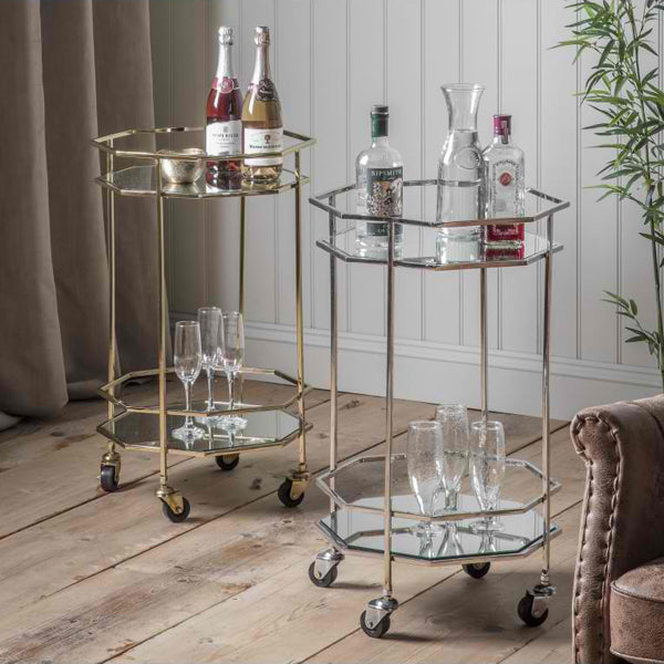 Product photograph of Gallery Interiors Ockendon Trolley In Silver from Olivia's.