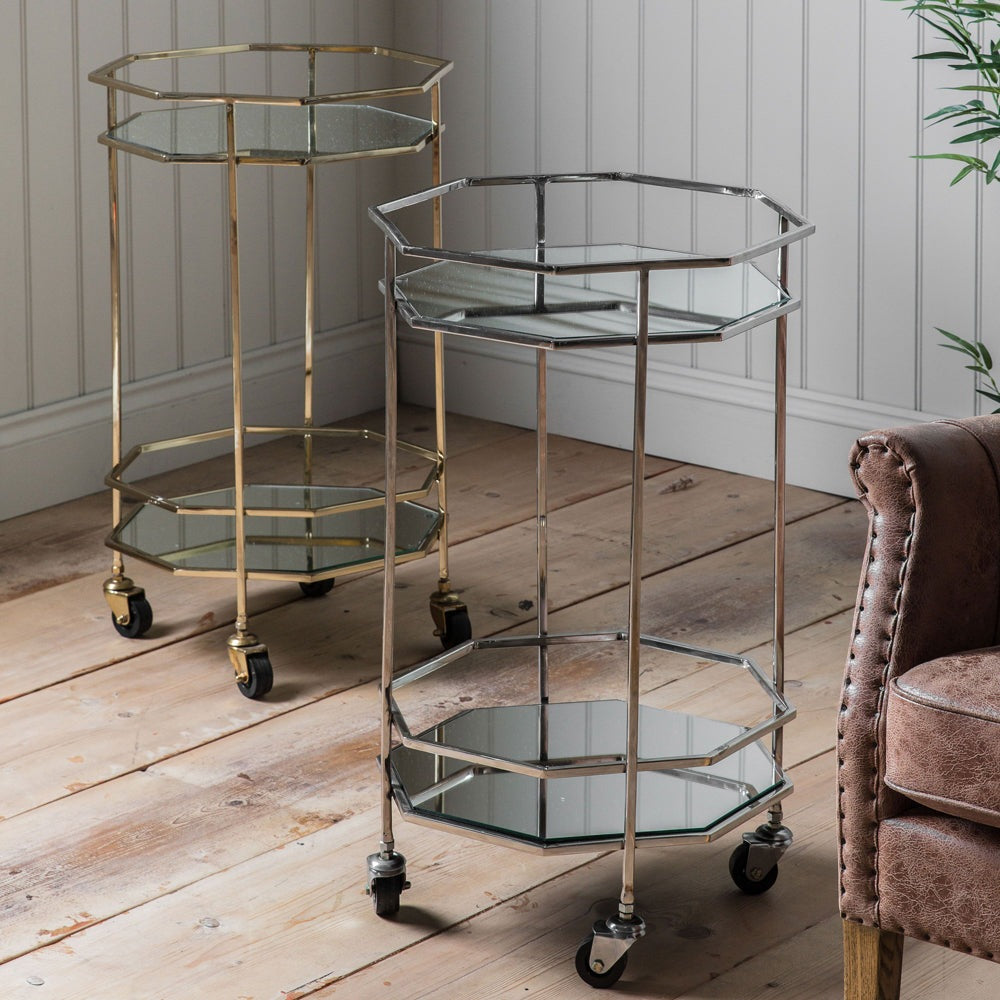 Product photograph of Gallery Interiors Ockendon Trolley In Silver from Olivia's.