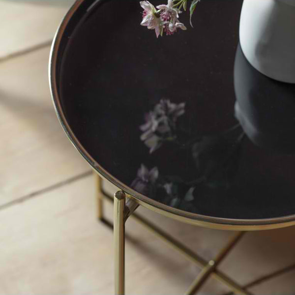 Product photograph of Gallery Interiors Valetta Side Table In Black And Gold from Olivia's.