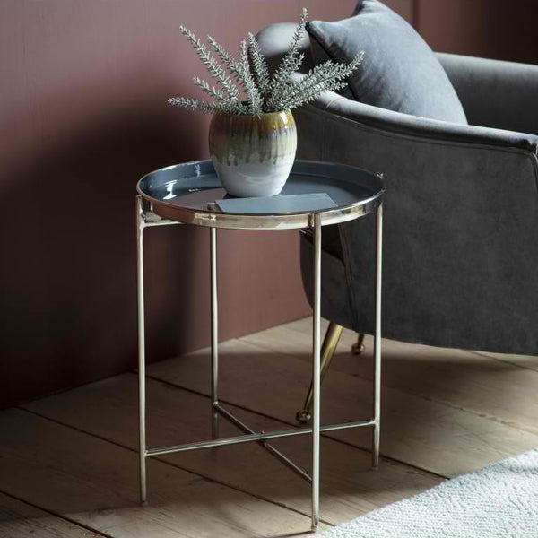 Product photograph of Gallery Interiors Valetta Side Table In Silver from Olivia's