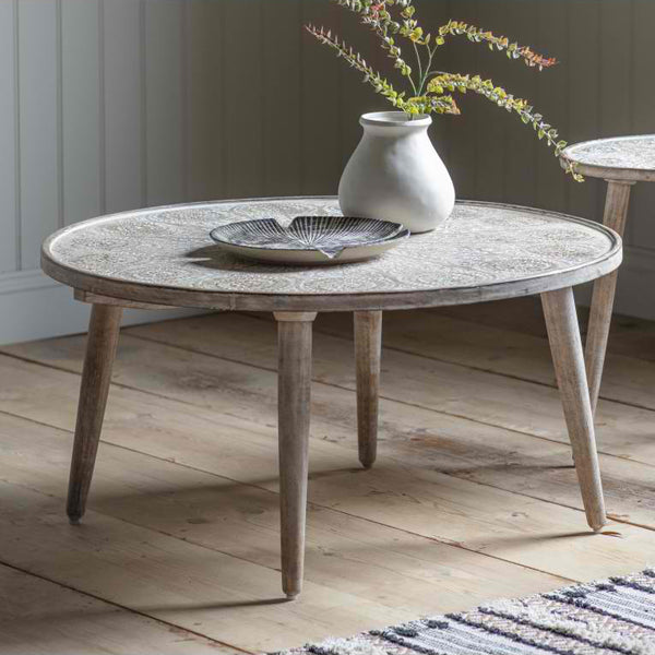 Product photograph of Gallery Interiors Agra Coffee Table In Natural White from Olivia's.