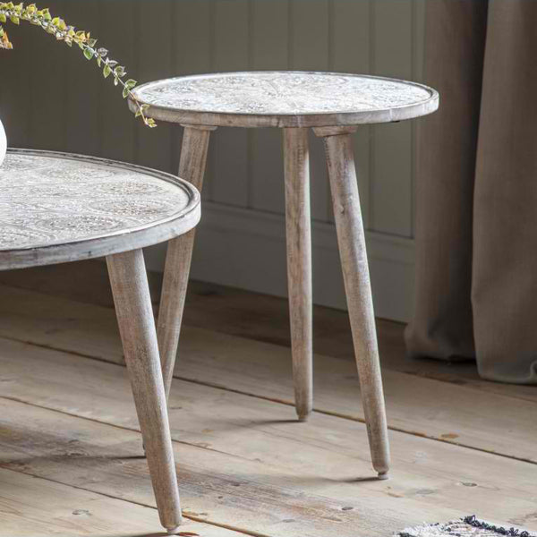 Product photograph of Gallery Interiors Agra Side Table In Natural White from Olivia's.