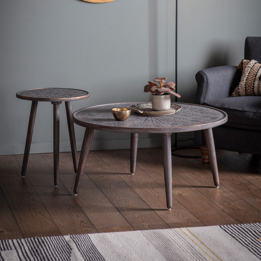 Product photograph of Gallery Interiors Agra Coffee Table In Grey Copper from Olivia's.