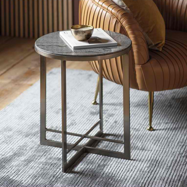 Product photograph of Gallery Interiors Necton Side Table In Silver from Olivia's.