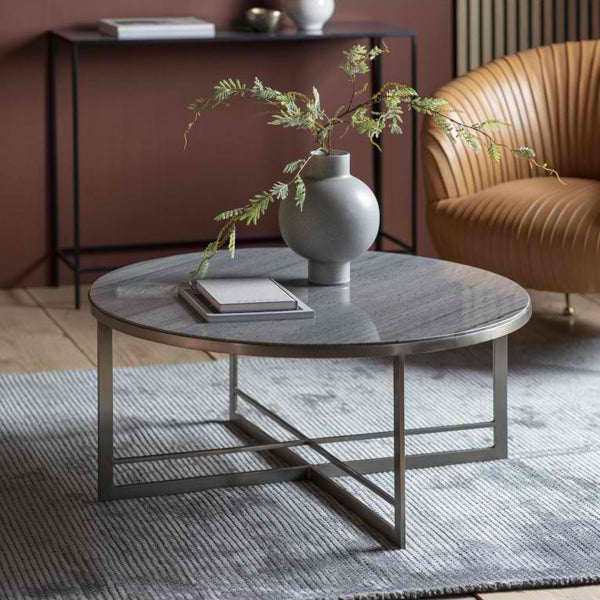Product photograph of Gallery Interiors Necton Coffee Table In Silver from Olivia's.