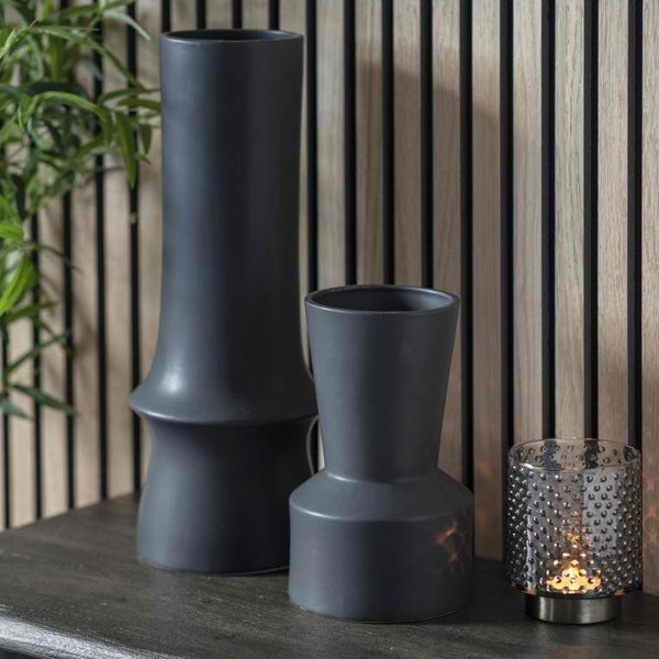 Product photograph of Olivia S Inca Dark Grey Vase from Olivia's.