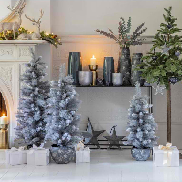 Product photograph of Gallery Interiors Christmas Flekke Potted Sparkly Pine Grey Small from Olivia's