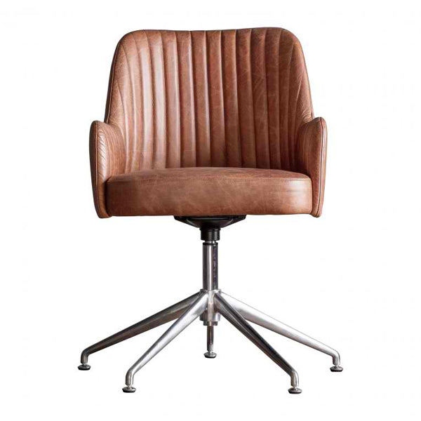 Gallery Direct Curie Swivel Chair In Vintage Brown Leather