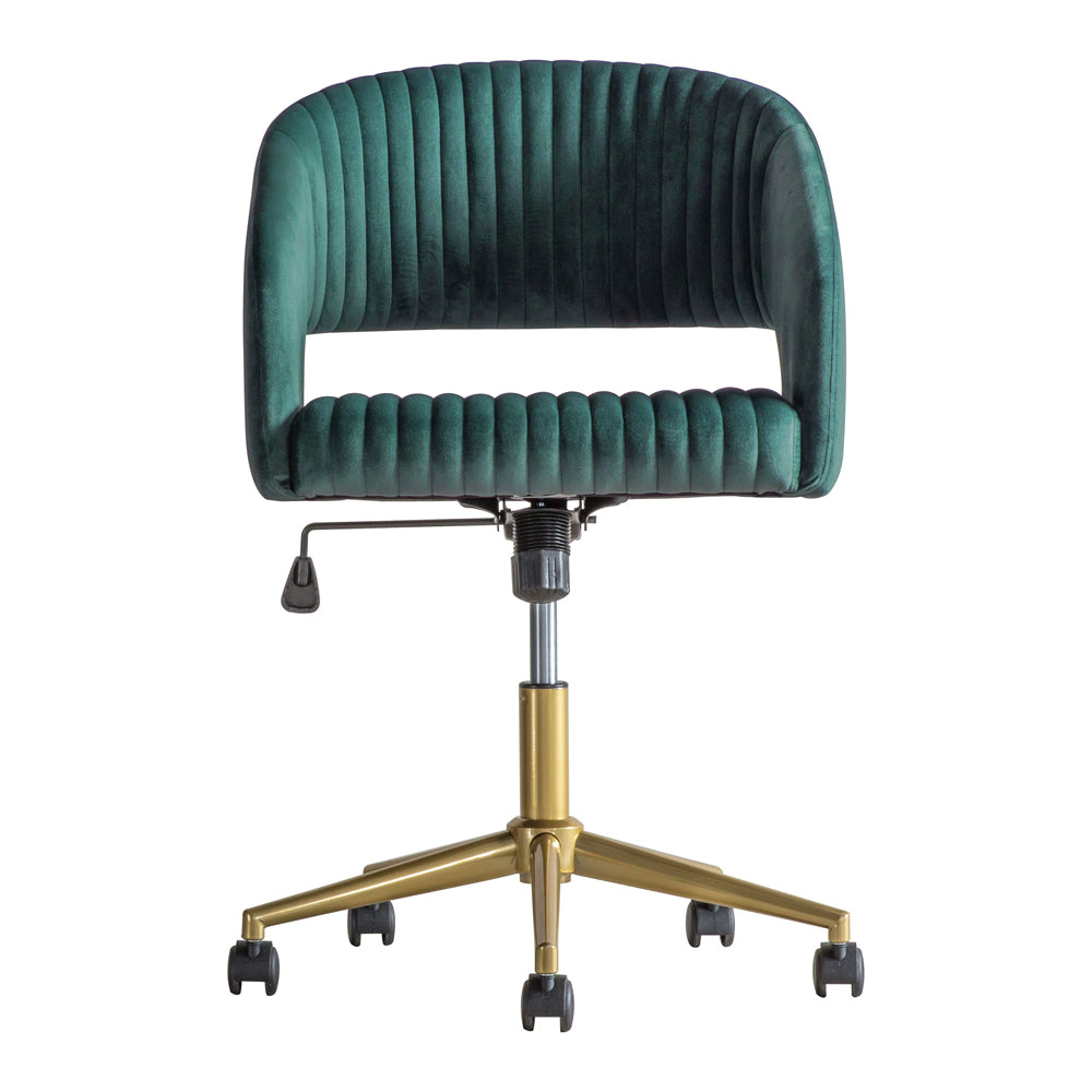 Product photograph of Gallery Interiors Murray Velvet Chair In Green from Olivia's
