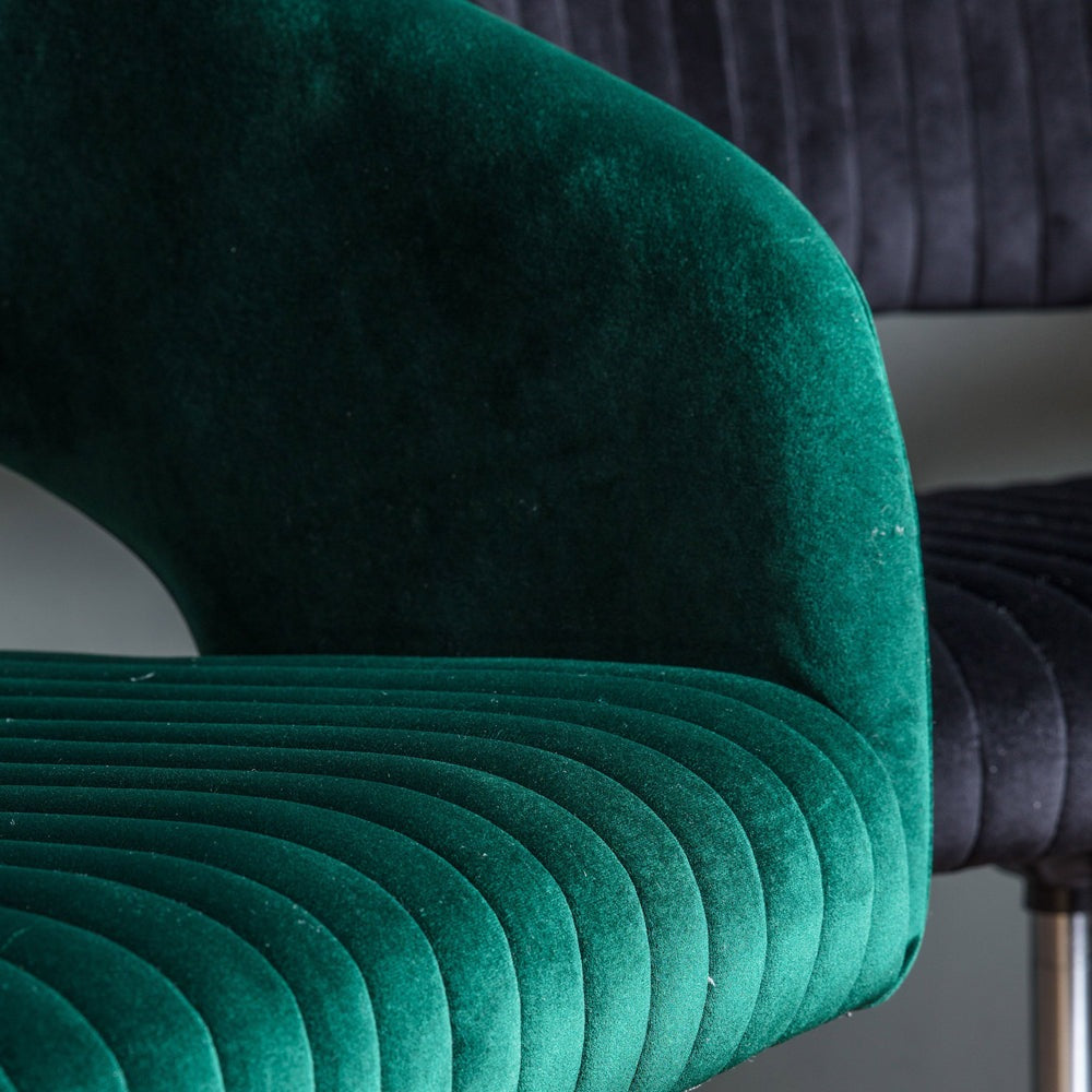 Product photograph of Gallery Interiors Murray Velvet Chair In Green from Olivia's.