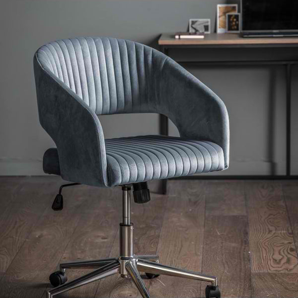 Product photograph of Gallery Interiors Murray Velvet Chair In Charcoal from Olivia's.