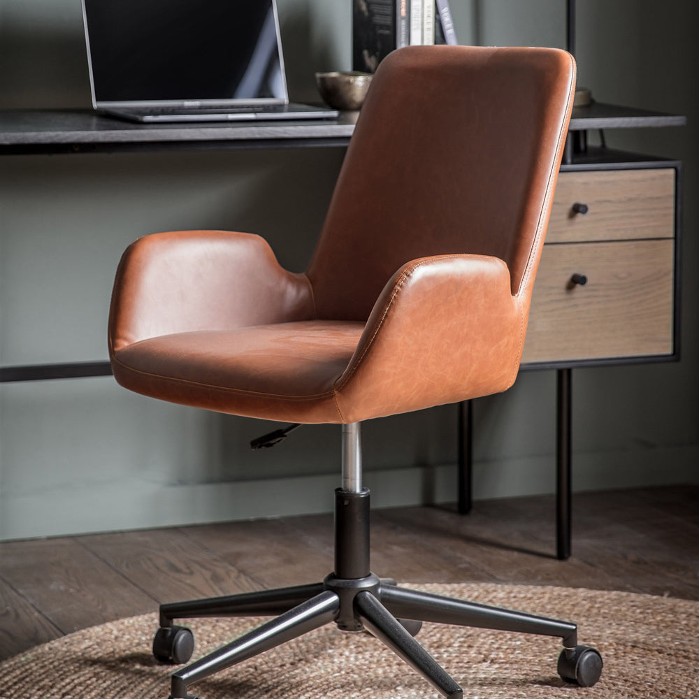 Product photograph of Gallery Interiors Faraday Swivel Chair In Brown from Olivia's.