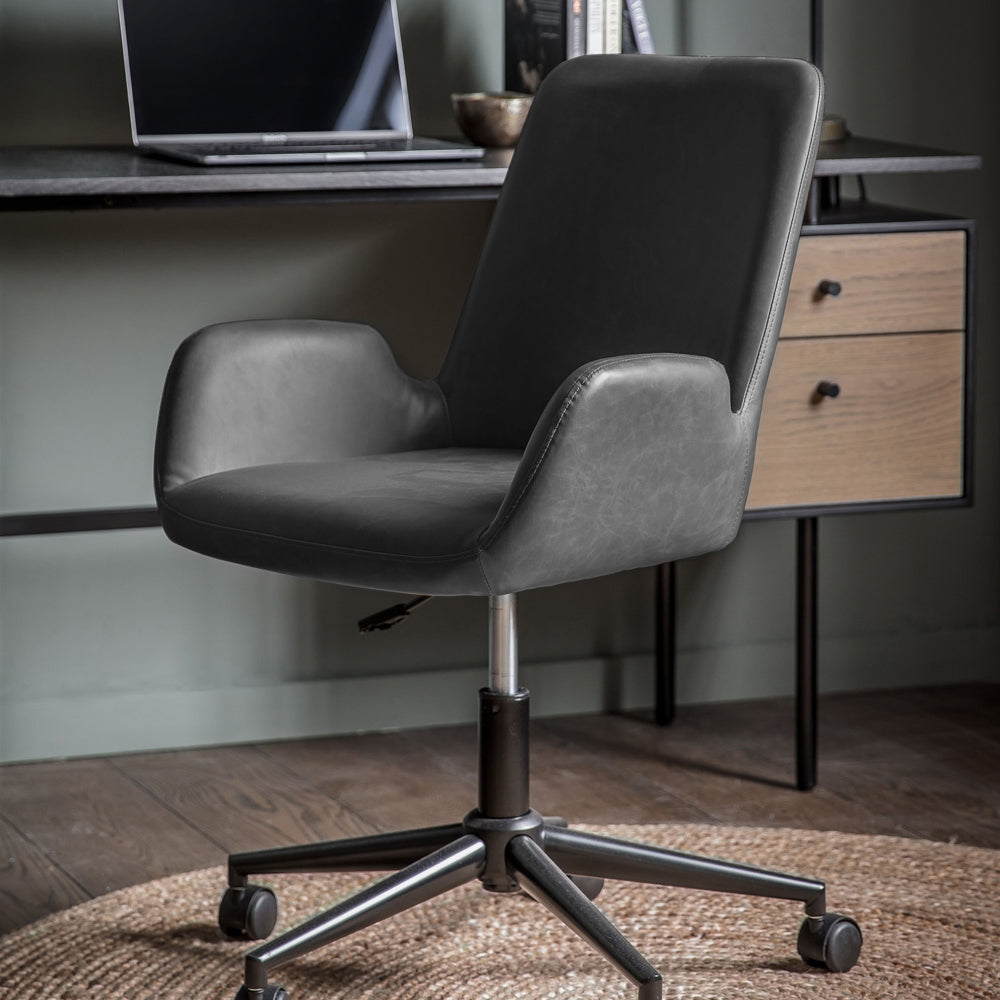 Product photograph of Gallery Interiors Faraday Swivel Chair In Charcoal from Olivia's.