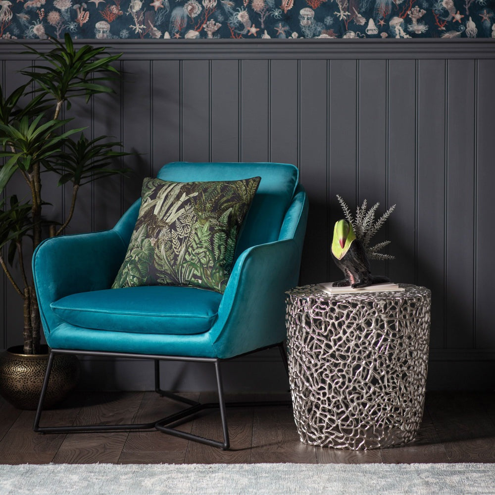 Product photograph of Gallery Interiors Botanic Teal Square Cushion from Olivia's.